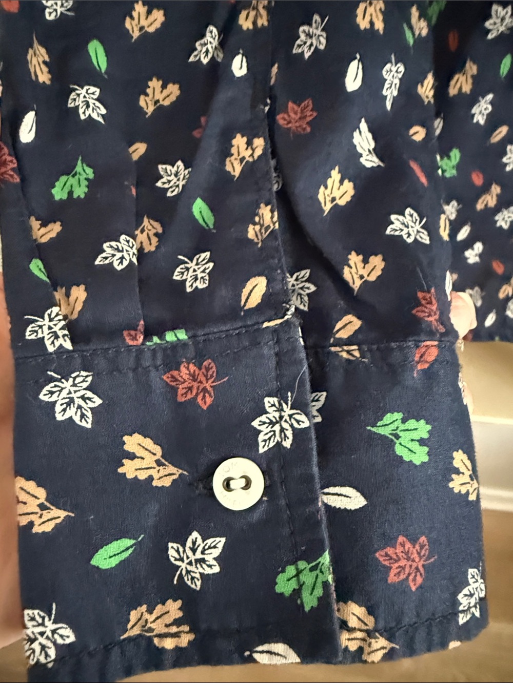Tommy Hilfiger Navy Autumn Fall Floral Ruffle-Trim Button Down Shirt - Picture 8 of 12